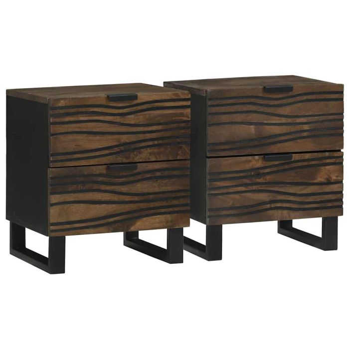 Bedside Cabinets - 2 Pieces, 40x33.5x46 cm, Made from Solid Mango Wood