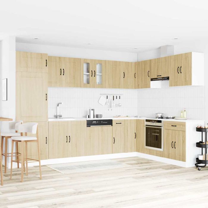Kitchen Cabinet "Kalmar" with Double Basins Sonoma Oak Engineered wood