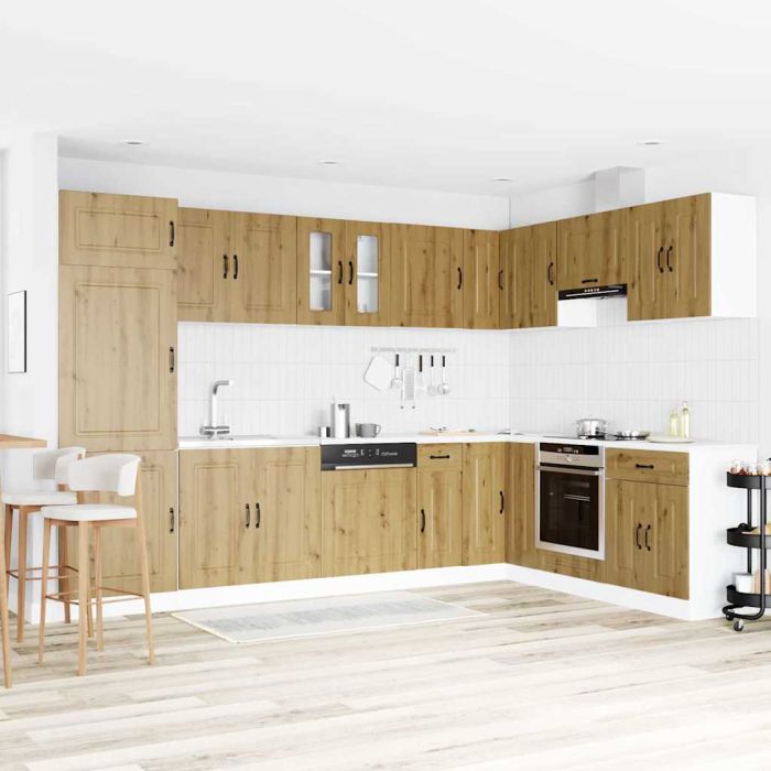 Kitchen Cabinet "Kalmar" with Double Basins Artisan Oak Engineered wood