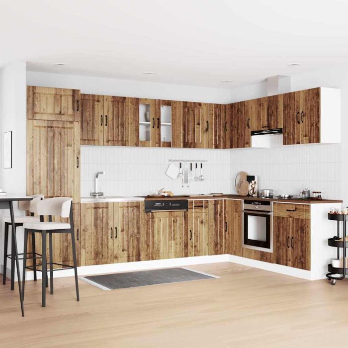 Kitchen Cabinet 'Lucca'with Double Basins - Old Wood, Engineered Wood