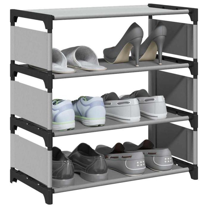 XAVIER Small Shoe Rack 4-Tier Grey Non-woven Fabric