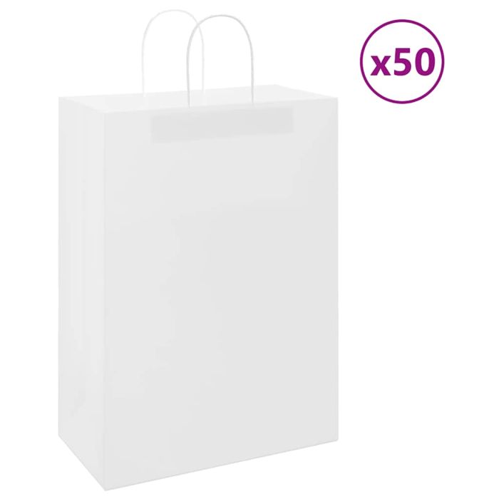 Paper Bags 50 pcs with Handles White 32x17x44 cm