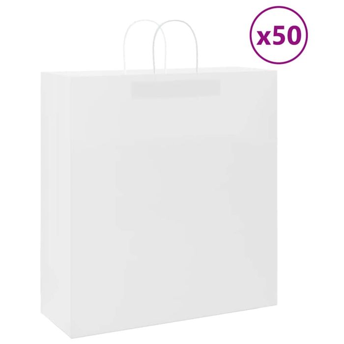 Paper Bags 50 pcs with Handles White 45x17x48 cm