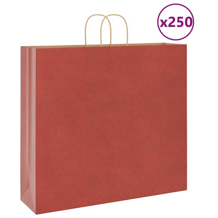 Paper Bags 250 pcs with Handles Red 54x15x49 cm