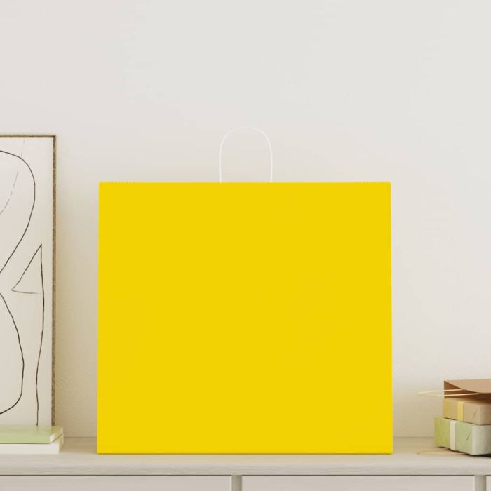 Paper Bags 50 pcs with Handles Yellow 54x15x49 cm