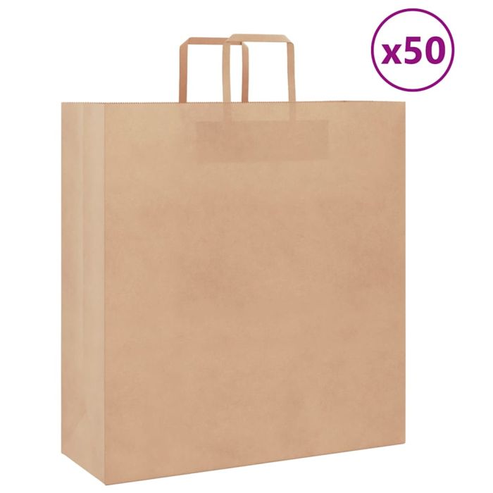 Paper Bags 50 pcs with Handles Brown 45x17x48 cm
