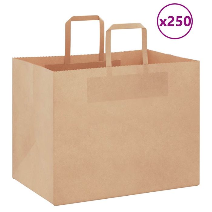 Paper Bags 250 pcs with Handles Brown 32x22x24 cm