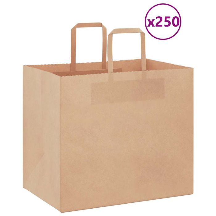 Paper Bags 250 pcs with Handles Brown 32x22x28 cm