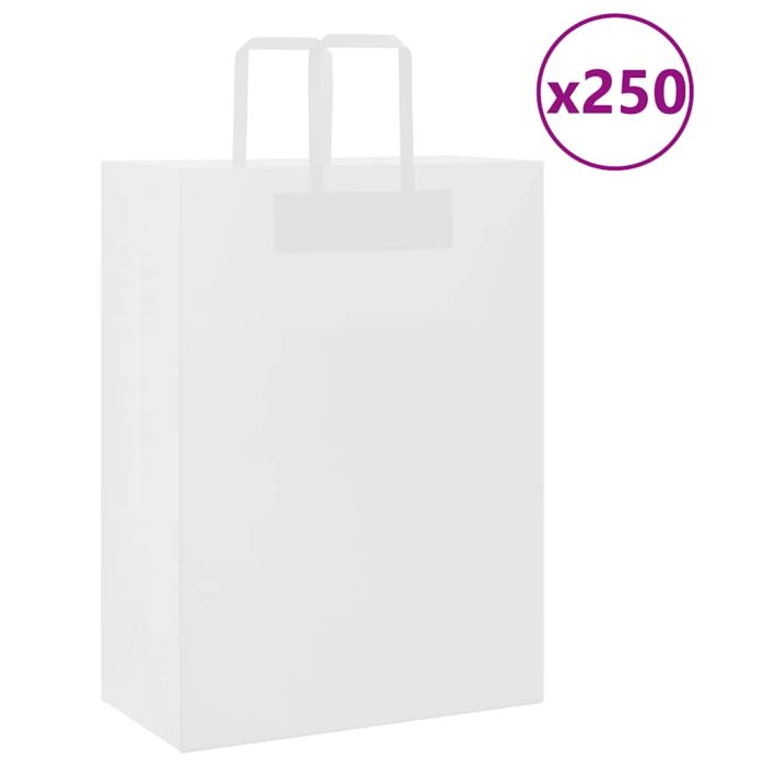 Paper Bags 250 pcs with Handles White 32x17x44 cm