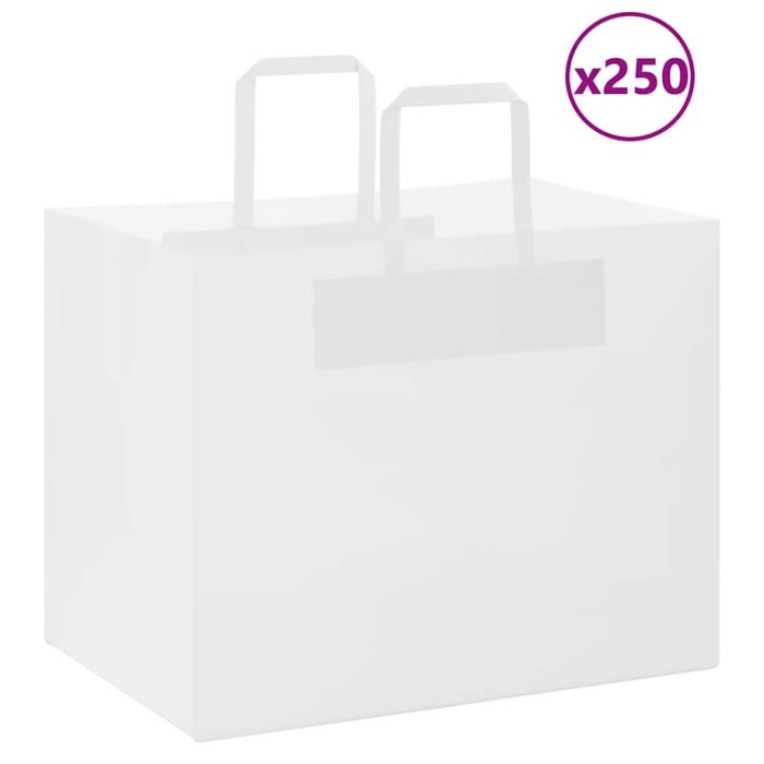 Paper Bags 250 pcs with Handles White 32x22x24 cm