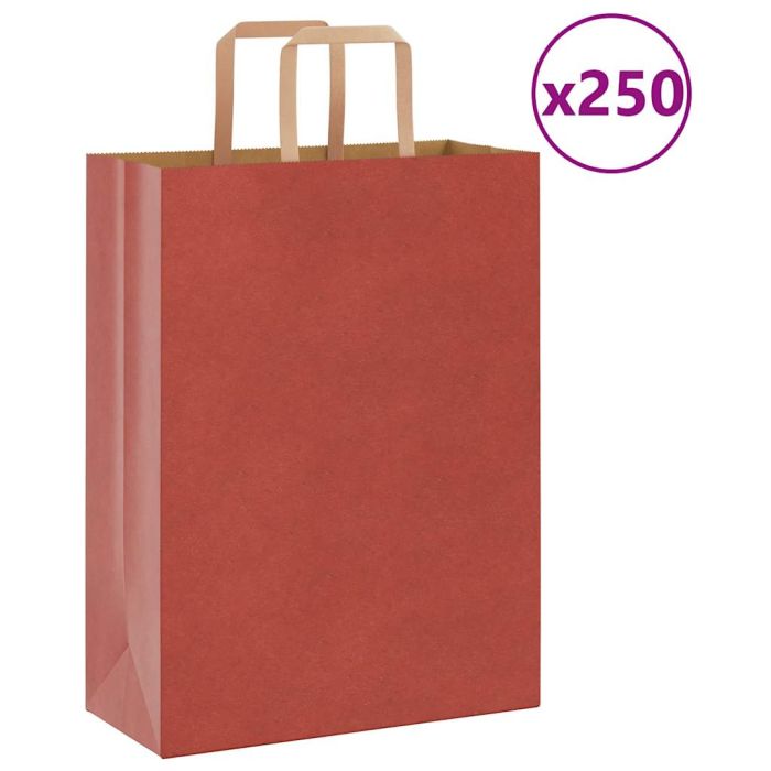 Paper Bags 250 pcs with Handles Red 26x12x35 cm