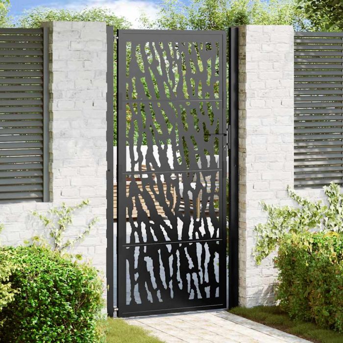 Garden Gate Black 105x205 cm Steel Trace Design