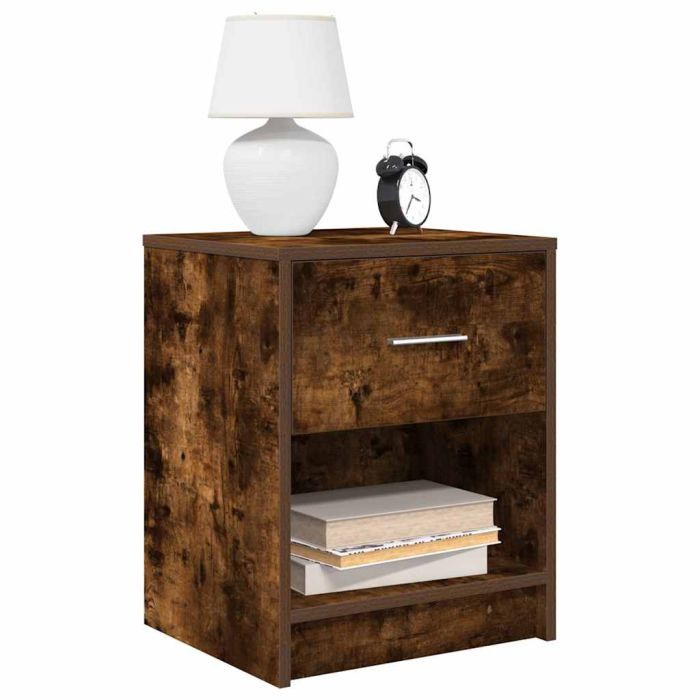 Bedside Cabinets 2 Pieces with Drawer Smoked Oak 40x34x50 cm