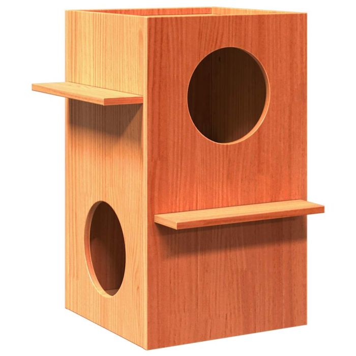 Cat House Wax Brown 43x43x60 cm Solid Wood Pine