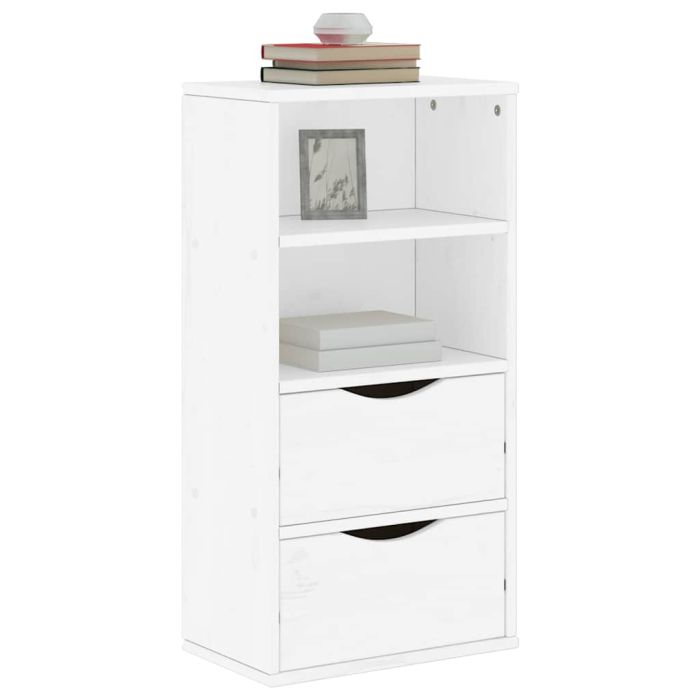 Side Cabinet with Drawers ODDA White 40x24x79 cm Solid Wood Pine