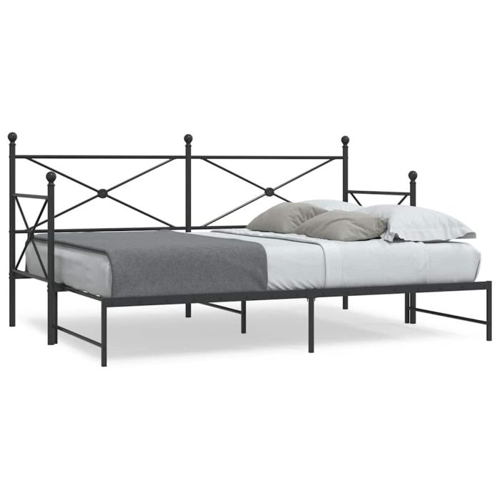 Daybed with Trundle Black 90x190cm Steel