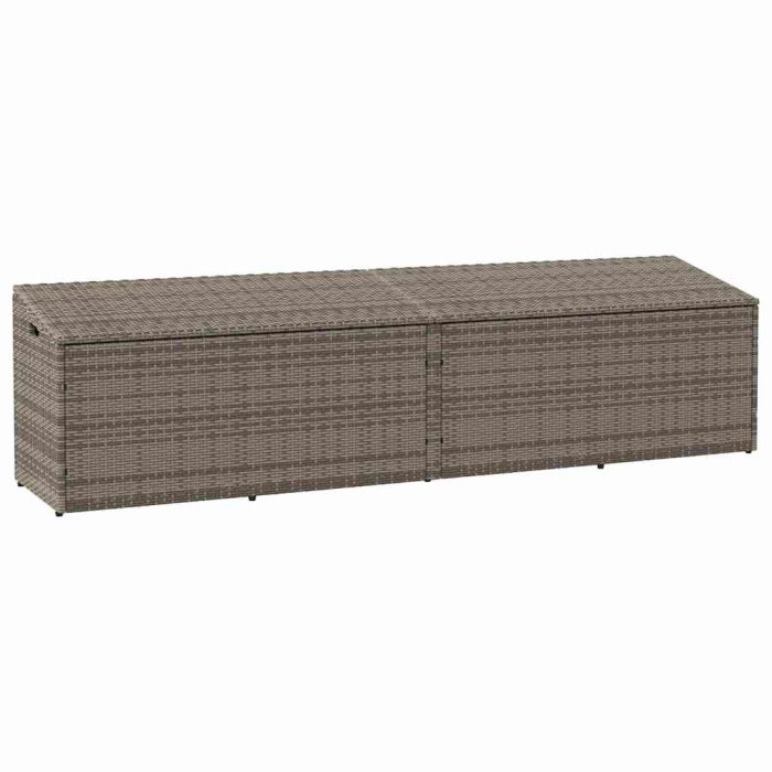 FLUHAL Garden Storage Box 220x50x58 cm Poly Rattan - Grey