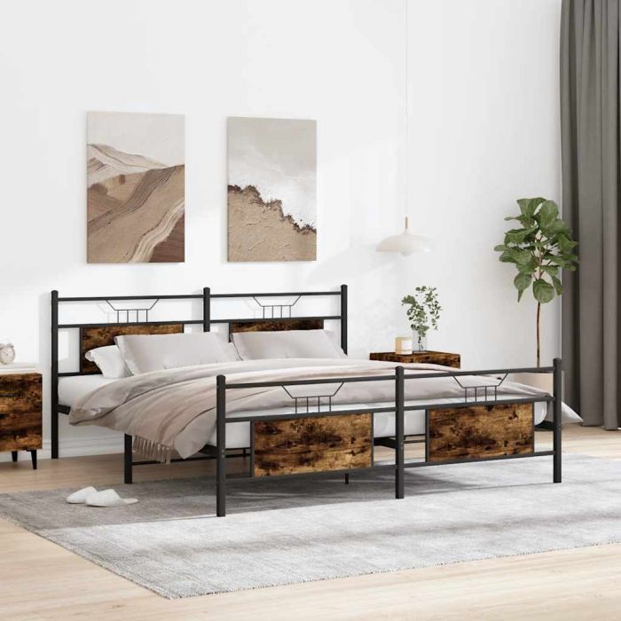 Metal Bedframe Smoked Oak 160x200cm