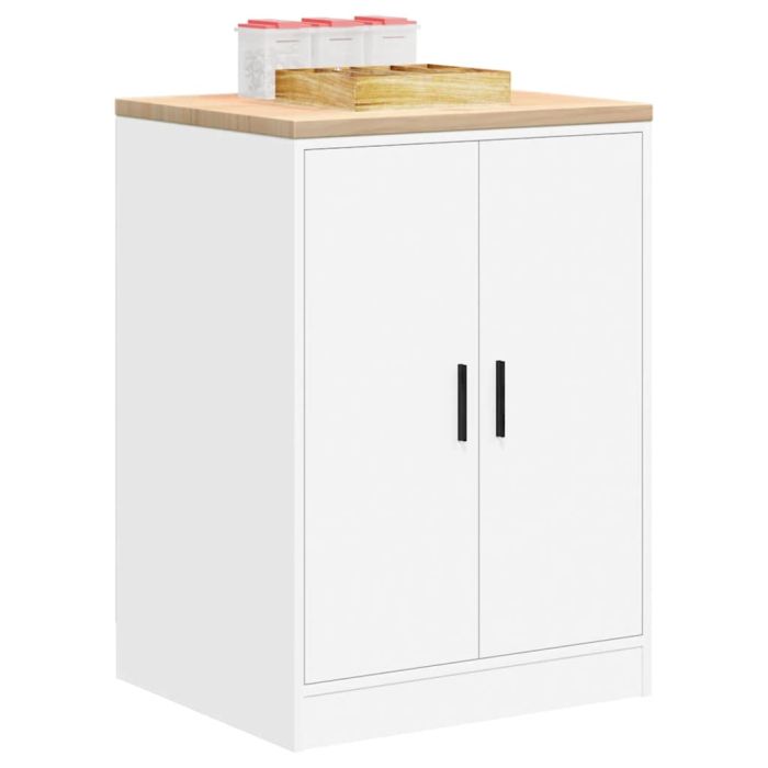 Garage Storage Cabinet White 60x51x85 cm Solid Wood Pine