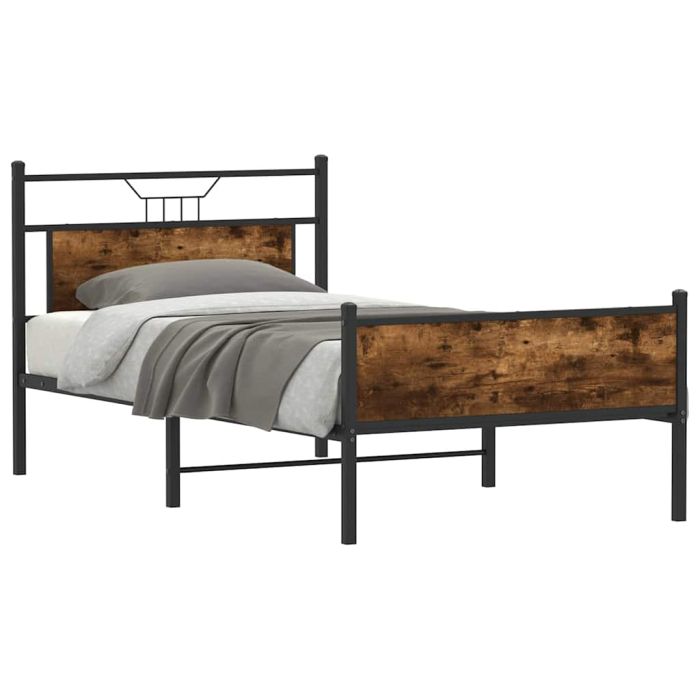 Bedframe Smoked Oak 107x203cm Engineered Wood
