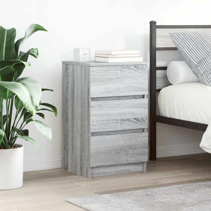 Bedside Cabinets with 3 Drawers 2 Pieces Grey Sonoma 39x35x65 cm