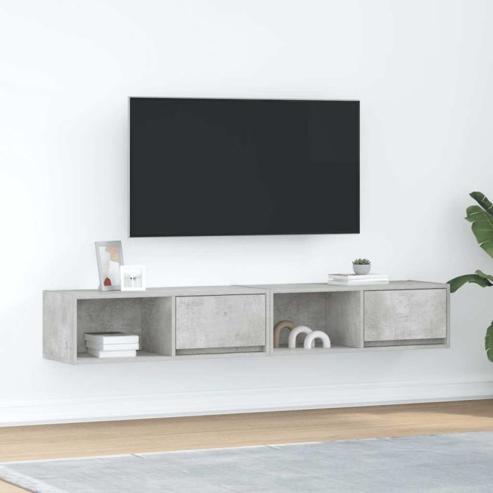 TV Cabinets 2 Pieces Concrete Grey 80x31x25.5 cm Engineered Wood