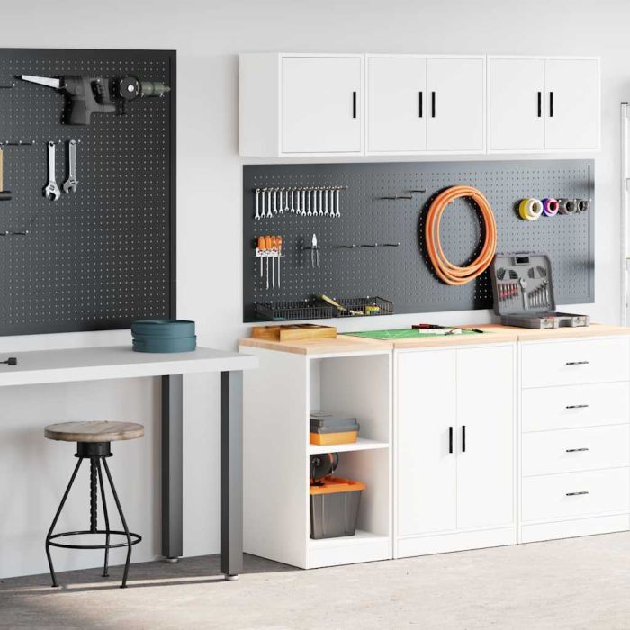 Garage Cabinets 2 pcs White Engineered Wood