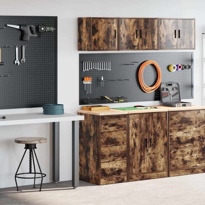 Garage Cabinets 2 pcs Smoked Oak Engineered Wood