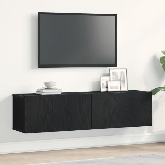 TV Cabinet Black Oak 120x30x30.5 cm Engineered Wood