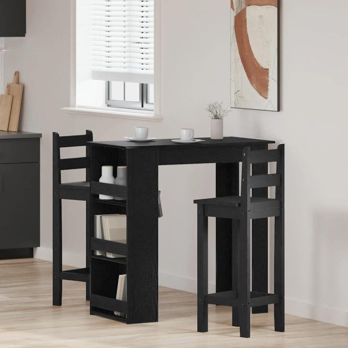 Bar Table with Storage Rack Black Oak 102x50x103.5 cm