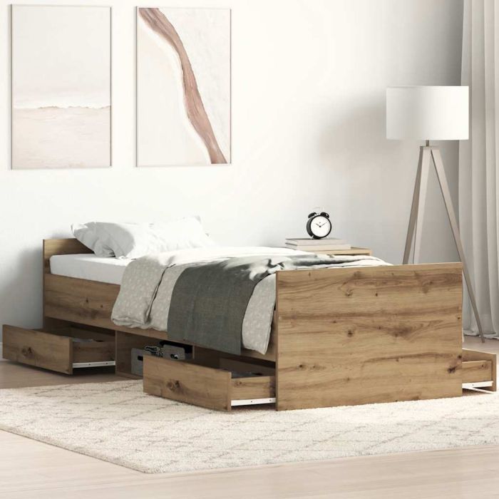 Bedframe Artisan Oak 100x200cm Engineered Wood