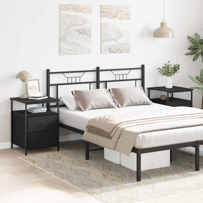 Bedside Cabinets 2 pcs Black Oak 44x45x60 cm Engineered Wood