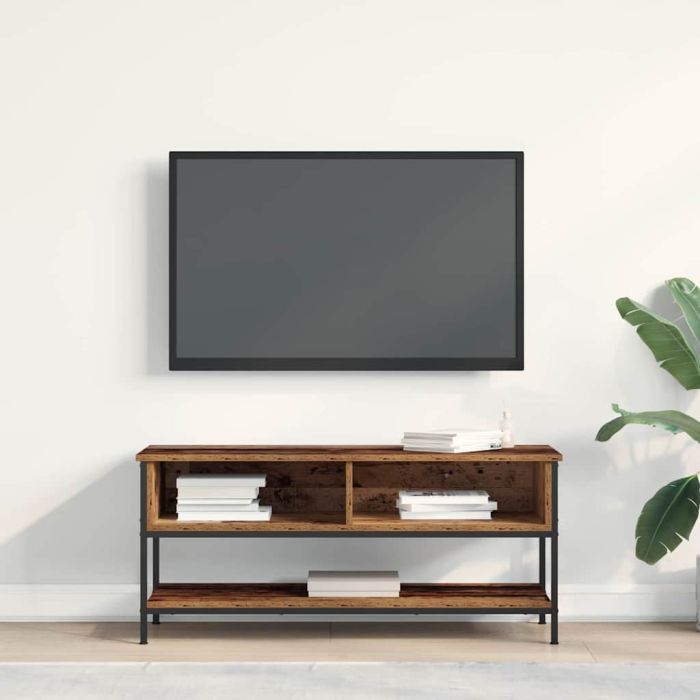 TV Cabinet Old Wood 100x35x45 cm Engineered Wood and Steel