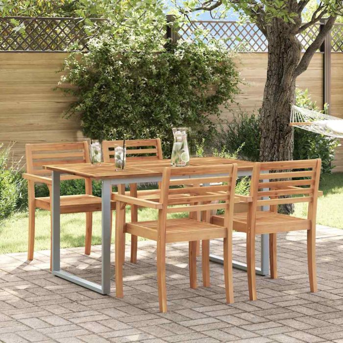 HAPARK Garden Dining Table 140x80x75 cm Acacia Wooden - Grey