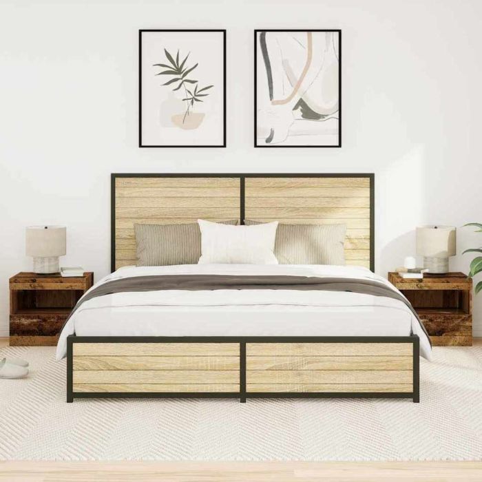 Bedside Cabinets with LED Lights 2 pcs Old Wood 50x40x45 cm