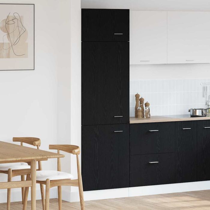 Fridge Cabinet in Black Oak - 60x57x207 cm, Built from Engineered Wood