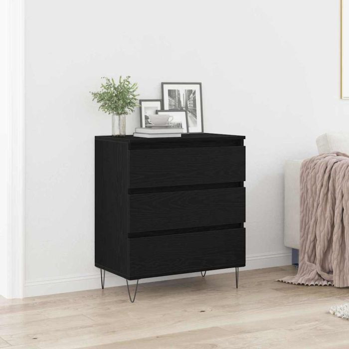 Sideboard with Drawers Black Oak 60x35x70 cm Engineered Wood