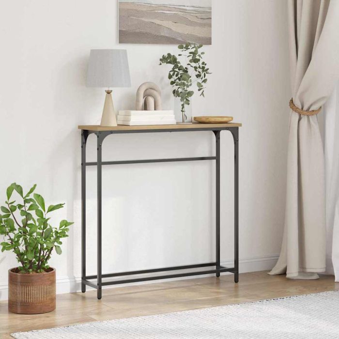 Console Table Artisan Oak 75x19,5x75 cm Engineered Wood & Steel