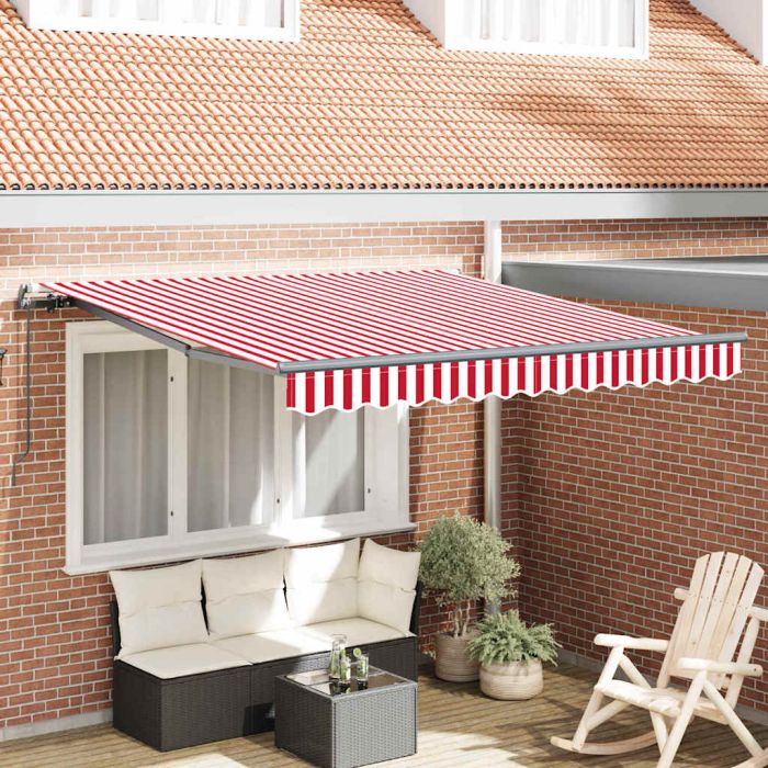 Manual Retractable Awning Red and White 300x250 cm