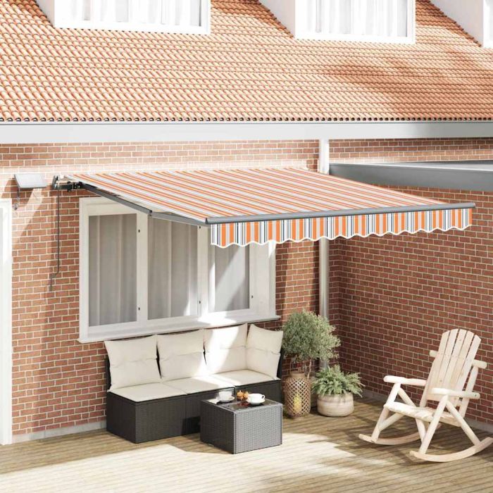 Manual Retractable Awning with LED Multicolour Stripe 300x250 cm