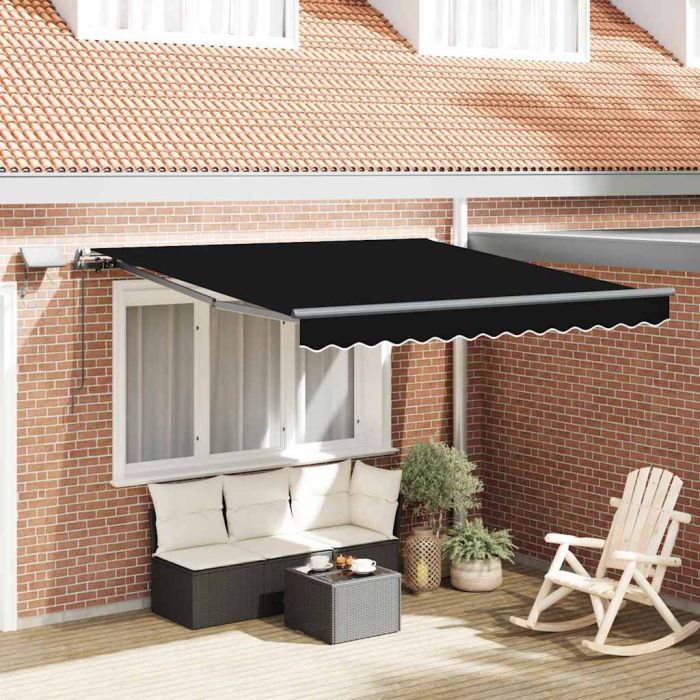 Manual Retractable Awning with LED Black 300x250 cm