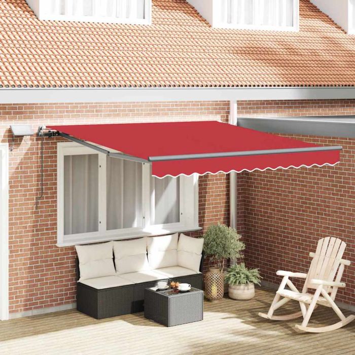 Manual Retractable Awning with LED Red 300x250 cm