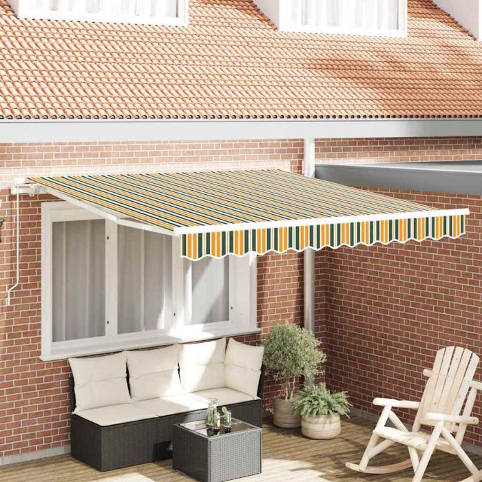 Manual Retractable Awning Green and Yellow 300x250 cm