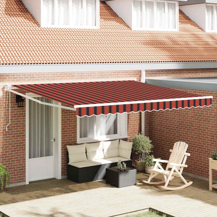 Manual Retractable Awning with LED Orange and Brown 350x250 cm