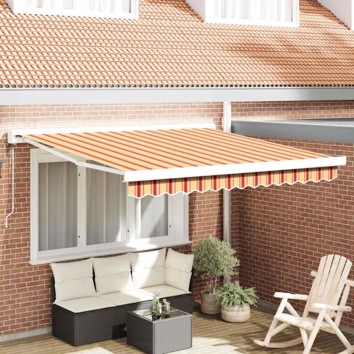 Automatic Retractable Awning in Yellow and Orange, 350x250 cm