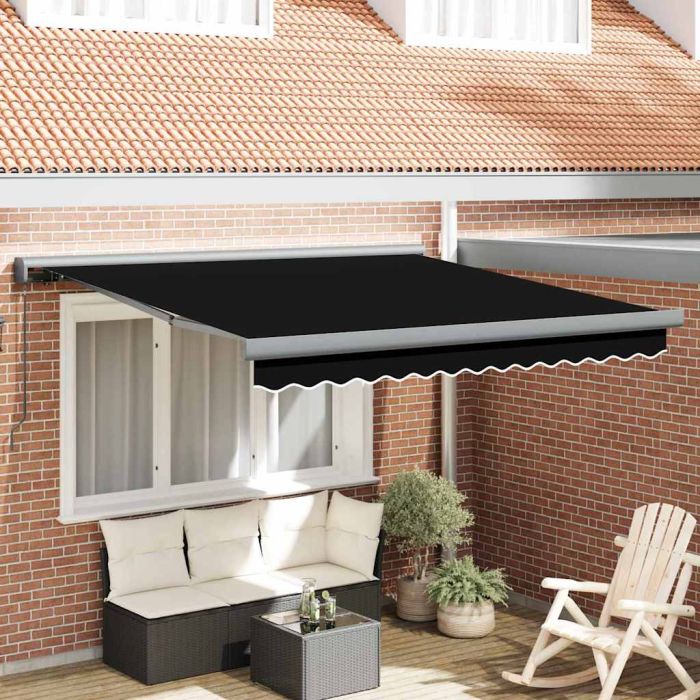 Manual Retractable Awning Black 350x250 cm