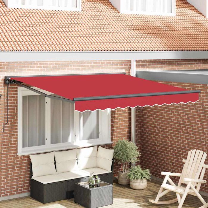 STRWOD Retractable Awning Manual 350x250 cm Polyester and Metal - Red