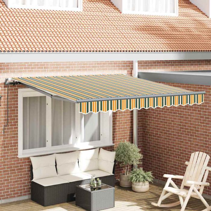 Manual Retractable Awning Green and Yellow 350x250 cm
