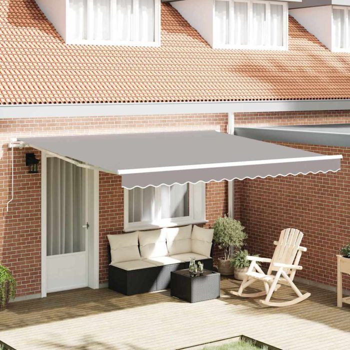 Manual Retractable Awning Light Grey 400x300 cm