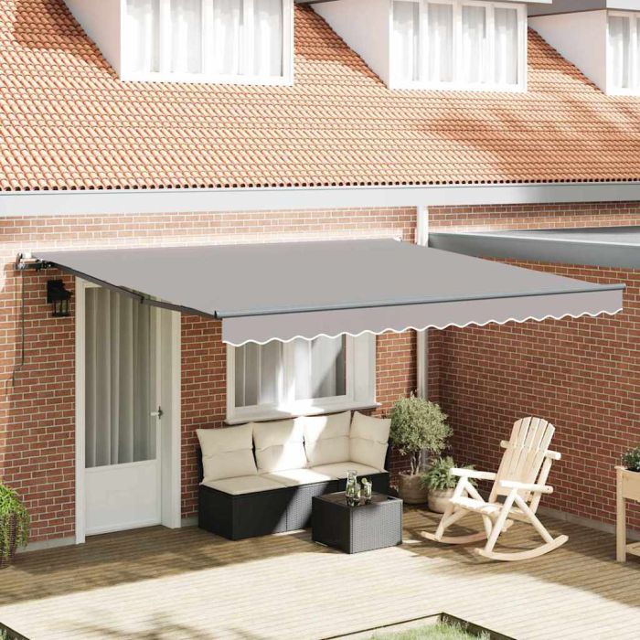 Manual Retractable Awning Light Grey 400x350 cm